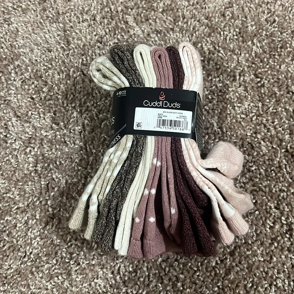 Cuddl Duds super soft crew socks 6 pk